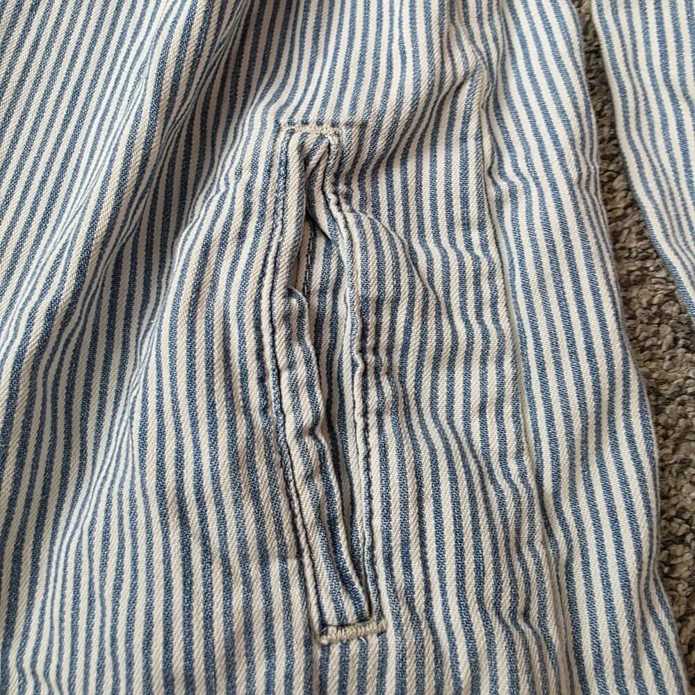 Gymboree Size 10 Striped Cherry Dress Full Snap Up Blue White Classic Fall